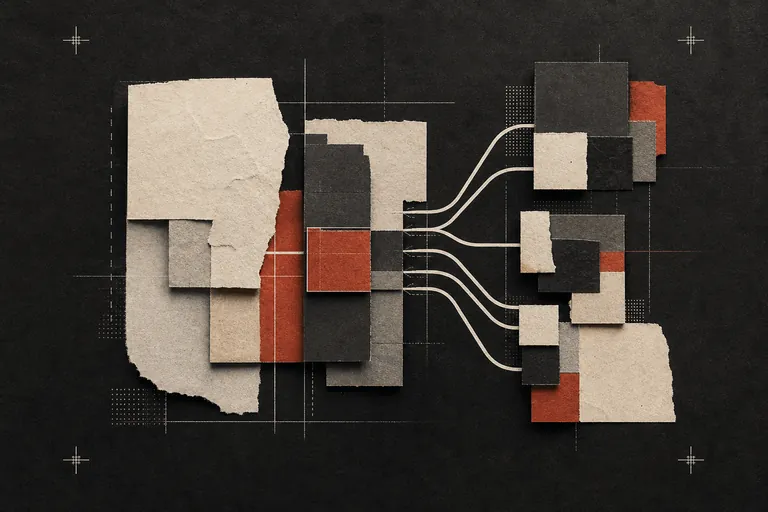 Abstract open-source forms and signal paths on a dark field