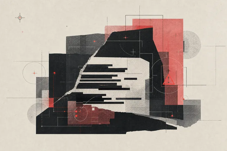 Paper collage of layered security components and branching paths